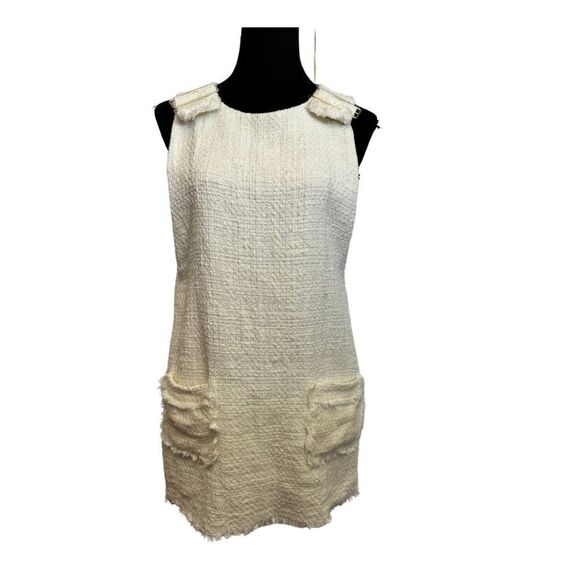 Zara Tweed Sleeveless Dress Ivory - Picture 2 of 9